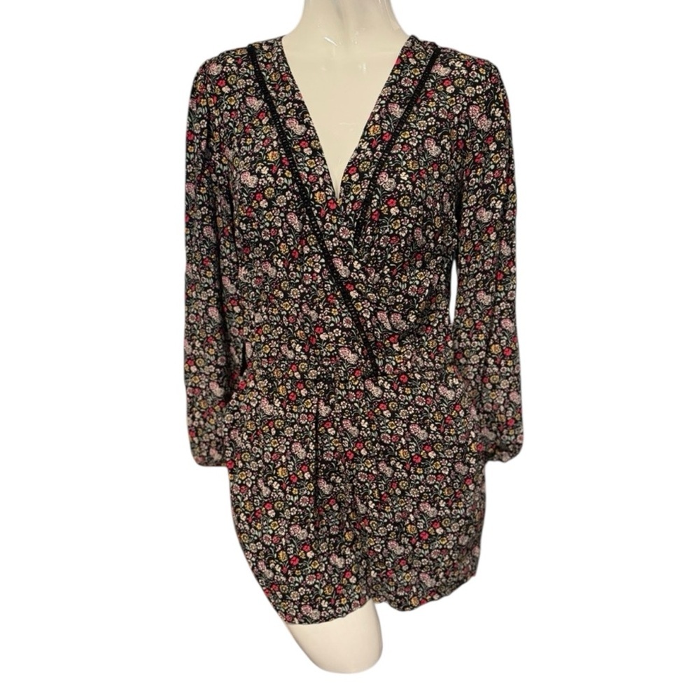 Loft Floral VNeck Long Sleeve Spring Summer Romper Sz Small multi colors
